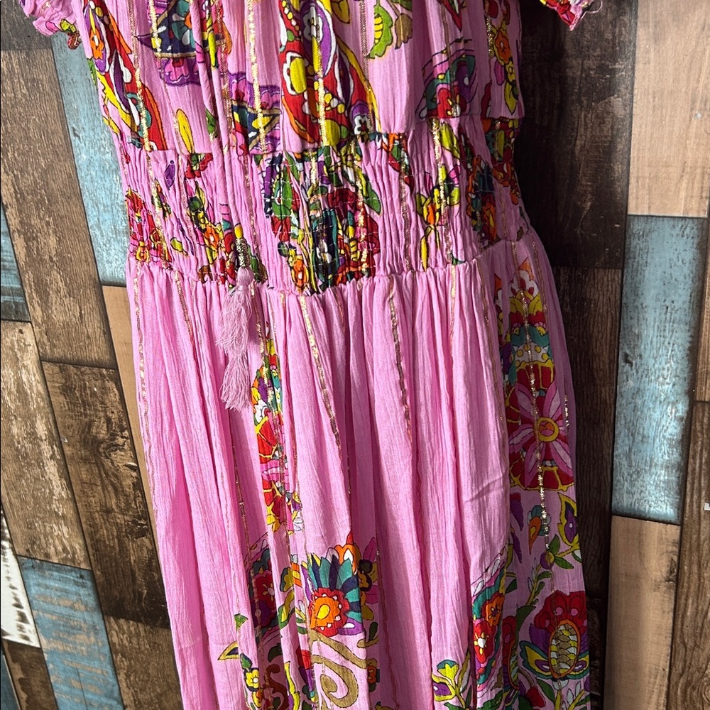 Pink Floral Bohemian Maxi Dress - Women's - Picture 4 of 16